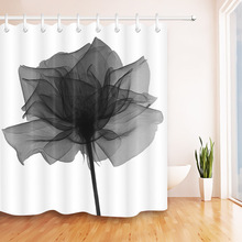 Lb abstrato x-ray flor preto transparente flor branca cortina de chuveiro natureza à prova dwaterproof água banheiro tecido para arte banheira decoração 2024 - compre barato