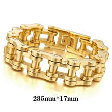 Large Heavy Gold Biker Polished Bracelet Stainless Steel Bracelet Man's Bicycle Chain Bracelet Size Length 17mm Width  235 mm 2024 - buy cheap