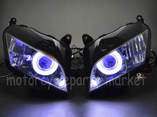 Motorcycle Front Headlamp Blue Angel Eye HID Projector White Demon Eye Headlight Assembly For Honda CBR600RR CBR 600 RR 07-12 2024 - buy cheap