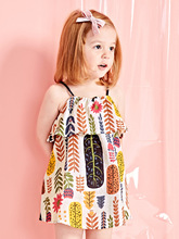 Vestido camisola de algodón sin mangas para niñas, chaleco con estampado de flores, vestidos de princesa, ropa informal para niños pequeños, novedad de verano 2024 - compra barato