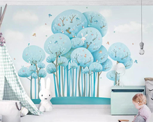 Beibehang papel de parede personalizado azul bonito dos desenhos animados floresta coelho pássaro crianças quarto fundo paredes decoração mural 3d 2024 - compre barato