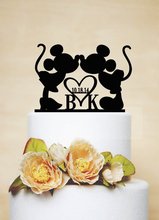 Custom Wedding Cake Topper,Mouce couple  Cake Topper With Wedding Date,Initials Cake Topper,bridal shower topper, 2024 - buy cheap