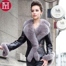 2021 Women Genuine Real Fox Fur Coat Lady Real Natural Sheepskin Leather Jacket Band Real Leather With Fox Fur Collar Clothes 2024 - buy cheap
