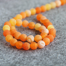 New Hot sale 8mm crackle Orange Frosted Onyx beads Round DIY chalcedony  Loose 2pc/lot Jewelry making design wholesale 2024 - buy cheap