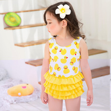 Cute Small Yellow Duck Printed Girls Bikini Set 2020 New Arrivals Children Swimwear Kids Bathing Cartoon Swim Suit 2024 - buy cheap