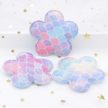 Fish Scale Iridescence Fabric Patches Spring Flower Appliques for Girl's Clothes Craft Sewing Supplies, DIY Hair Clips Bow S17 2024 - buy cheap
