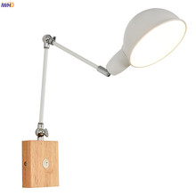 Современный светодиодный настенный светильник IWHD, деревянный, белый, для гостиной, спальни 2024 - купить недорого