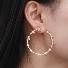 Bing Tu Star Hoop Earrings For Women Gold Silver Color Big Loop Earring Metal Jewellery Ear Piercing Round Earings bijoux femme 2024 - buy cheap