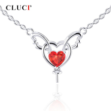 CLUCI Silver 925 Big Red Heart Zircon Pendant Necklace 925 Sterling Silver Pearl Mounting Valentine Day Gift for Women SN056SB 2024 - buy cheap