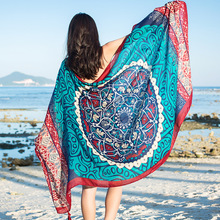 Cachecol étnico feminino com borla, lenço grande de seda para viagem primavera verão protetor solar praia 2024 - compre barato