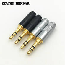 Conector 3u banhado a ouro 3.5mm, 50 peças estéreo 3 4 polos macho com clipe gancho plugue diy áudio 3.5 conector preto e prata 2024 - compre barato