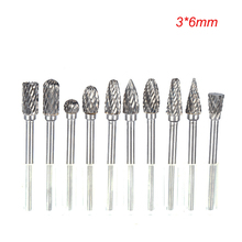 10 PCS/Set Tungsten Carbide Rotary File Burr 3mm Shank Polishing Head For Dremel Rotary Tool Woodworking Router Polishing Head 2024 - buy cheap