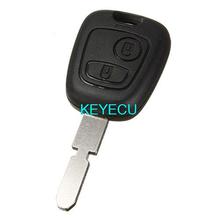 Keyecu capa de reposição para chave remota, entrada sem chave, 2 botões, para peugeot 407 107 205 206 207 307 406, lâmina sem cortes 2024 - compre barato