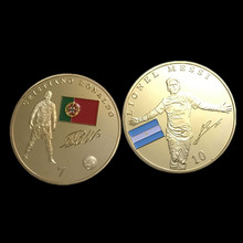 4 pcs  Football Star Badge Messi Ronaldo Sport Player 24K Real Gold Plated  Soccer Player 40 mm  Souvenir Decoratio Coin 2024 - buy cheap