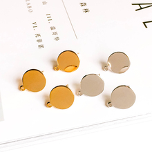 ZEROUP 12mm KC oro blanco K plateado redondo Stud pendientes accesorios de oído componente de joyería adornos Diy Material hecho a mano 8 Uds 2024 - compra barato