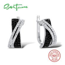 SANTUZZA Silver Earrings For Women 925 Sterling Silver Stud Earrings Silver 925 with Stones Cubic Zirconia brincos Jewelry 2024 - buy cheap