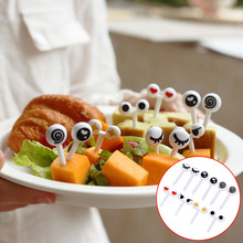 10 Pcs/Set Fruit Forks Mini Cartoon Eye Toothpick Children Snack Dessert Cake Fork Bento Food Picks 899 2024 - buy cheap