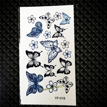 Black Blue Flash Temporary Tattoo Stickers GYF-019 Beautiful Butterfly flowers Design Sexy Women Ladies Waterproof Fake Tattoos 2024 - buy cheap