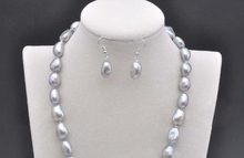 Conjunto de joias femininas 11x12mm, pérola barroca cinza claro, colar com gancho, pérola cultivada em água doce natural, 17 "43cm 2024 - compre barato
