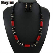 MayJim Vintage Statement crystal Red Necklace jewelry sets beads Handmade chain bridal jewelry sets fashion women 2024 - buy cheap