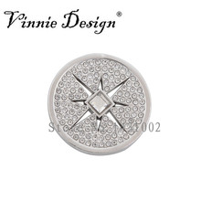 Vinnie Design Jewelry 33mm Sparking Crystal Coin Disc for My Currency Coin Holder Frame Pendant 5pcs/lot 2024 - buy cheap