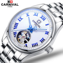 Carnival military automatic tourbillon mechanical watch men luminous full steel luxury popular brand sport watches leather strap 2024 - buy cheap