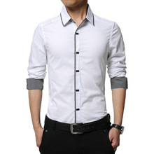 M-4XL New Fashion Casual Men Shirt Long Sleeve Patchwork Slim Fit Shirt 100% Cotton Mens Dress Shirts 2024 - buy cheap