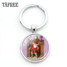 TAFREE Santa Claus Giving Gifts Keychains New Fashion Cat Deer Merry Christmas Keyring Keyholder Best Friends Men Jewlry J203-25 2024 - buy cheap