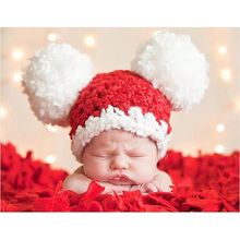 Christmas Baby Santa Hat Toddler Girl Pom-Pom Beanie Hat Crochet Knit Baby Hat Newborn Photography Props 1pc H158 2024 - buy cheap