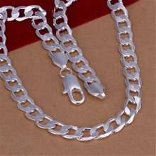Cadena plana de 10MM para hombre y mujer, collar noble de laterales plata color, joyería de boda de alta calidad N005 2024 - compra barato