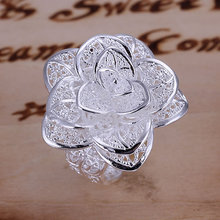 Женское посеребренное кольцо, обручальное свадебное ювелирное изделие R116, свадебное кольцо с цветком, обручальные кольца anelli donna R116 2024 - купить недорого