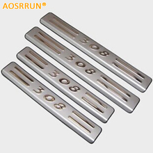 Free shipping Stainless Steel Door Sill Scuff Plate Car-Styling Car accessories For 2010 2011 2012 2013 2014 Peugeot 308 3008 2024 - buy cheap