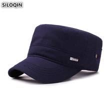 SILOQIN 2019 New Cotton Army Military Hats For Men Adjustable Size Simple Middle Aged Men's Flat Cap Snapback Caps Brands Hat 2024 - buy cheap