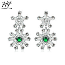 BAZAAR Style Shining Crystal Flower Drop Earring For Women Silver Color Birthday Xmas Luxury Gift Fashion Jewelry E148 2024 - buy cheap