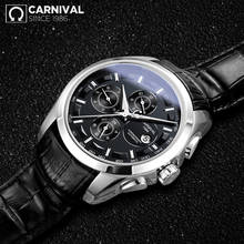 CARNIVAL Top Brand Luxury Fashion Leather Men Watch Casual Business Style Waterproof Clock  Men's Wrist Watch relogio masculino 2024 - buy cheap