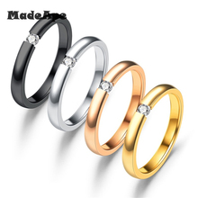 Madape 2mm solitaire cz anel de pedra para as mulheres anéis de casamento noivado banda de aço inoxidável elegante temperamento jóias femininas 2024 - compre barato
