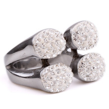 Anéis de cristal de aço inoxidável com quatro pontas, joia niba band para mulheres 2024 - compre barato