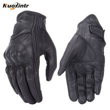 Retro Motorcycle Gloves Pursuit Perforated Real Leather Leather Touch Screen Men Women Moto Waterproof Gloves Motocross Glove 2024 - buy cheap