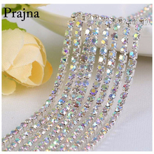 Prajna Rhinestone Cup Chain Silver Based Claw Mix Color AB Crystal Sew on Cup Chain for Clothing Dress Ornament Accessories B 2024 - buy cheap