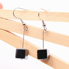 New Charms Women Statement Earring Natural Hematite Stone 8mm Cube Shape Earrings Beads Dangle Eardrop Gifs Fashion Jewelry A506 2024 - buy cheap