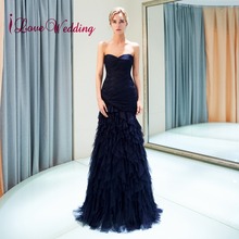 iLoveWedding Vestido De Festa Longo Sweetheart Navy Blue Tulle Custom made Mermaid Formal Long Evening Dresses 2024 - buy cheap