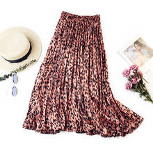 Vintage Leopard Pleated Women Skirts European Style Floral Elegant Ladies Spring Skirt High Waist A-Line Midi Skirt Saias Faldas 2024 - buy cheap