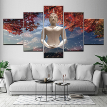 Painting Wall Art Pictures Canvas Modular Poster Frame 5 Panel Buddha Statue Maple leaf  Flower Landscape Home Decor HD Print 2024 - buy cheap