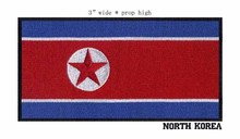 Северная Корея 3 "Широкая вышивка флаг патч для железа на патч/Вышитые Железо на Аппликации/Красная звезда 2024 - купить недорого