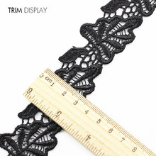 Water Soluble Black Leaf Embroidered Lace Ribbon Trim Applique Motif Scrapbooking Venise Embellishment Sewing Supplies 28y/T863 2024 - buy cheap