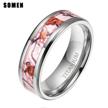 Somen-anillos de titanio de camuflaje rosa para hombre y mujer, joyería de moda, 8mm, banda de boda, ajuste cómodo, 2020 2024 - compra barato