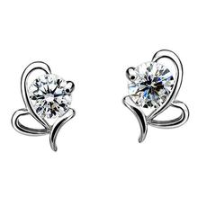 Korean Women In Europe And America Bow Heart-shaped Earrings Ms. Upscale Water Language Hypoallergenic Ear Jewelry Wholesale 2024 - buy cheap