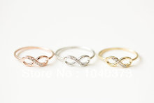 Anel do infinito de prata, anel de ouro rosé da moda com metade de cristal-anel de aniversário 2024 - compre barato