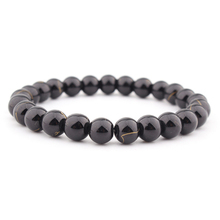 Natural stone original handmade black jinggangshi elastic beaded fitness bracelet 2024 - buy cheap