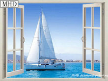 Full square 5d diy diamond painting window sailboat picture cross stitch new arrival 3d diamond embroidery home decoration 2024 - buy cheap